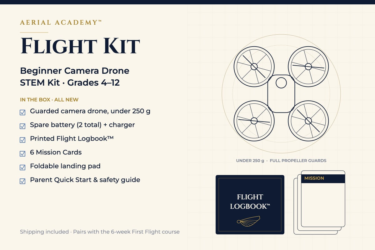 Beginner Camera Drone STEM Kit for Kids, Grades 4–12 | Aerial Academy™ Flight Kit