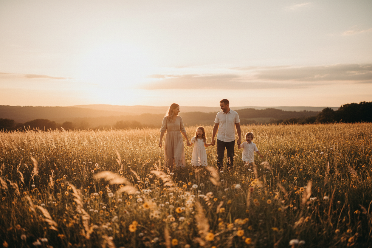 warm golden family nature images